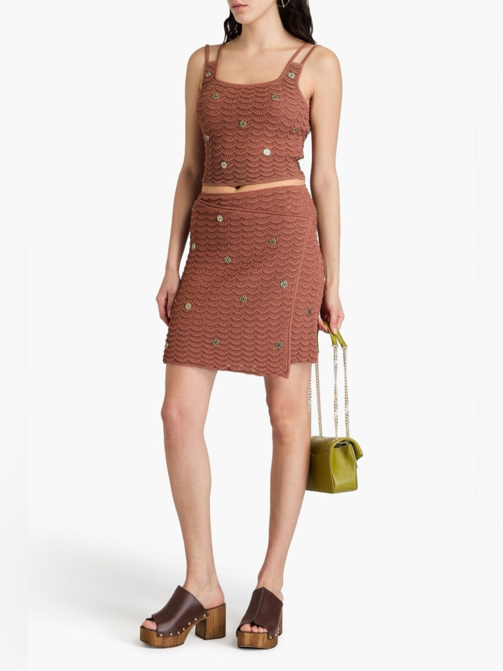 Sandro Gwenly Embellished Crochet Mini Skirt